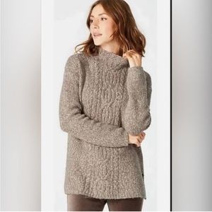 J Jill Brown Mocha Cotton Blend Mock Neck Pullover Sweater Size Large